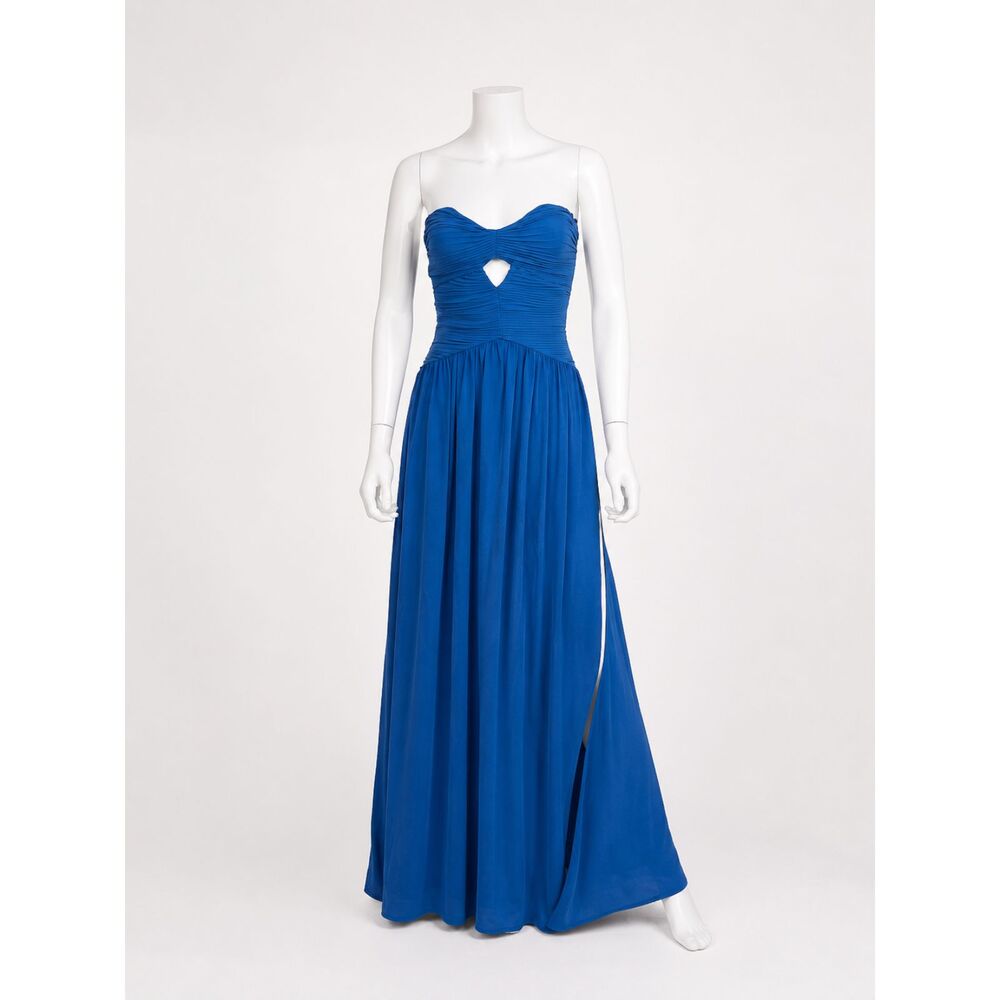 Lulus Rozala Bright Blue Pleated Strapless Maxi Dress Size XS - Picture 3 of 12